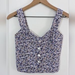 Abercrombie & Fitch Blue Ditsy Floral Adjustable Strap Cotton Top Size SMALL